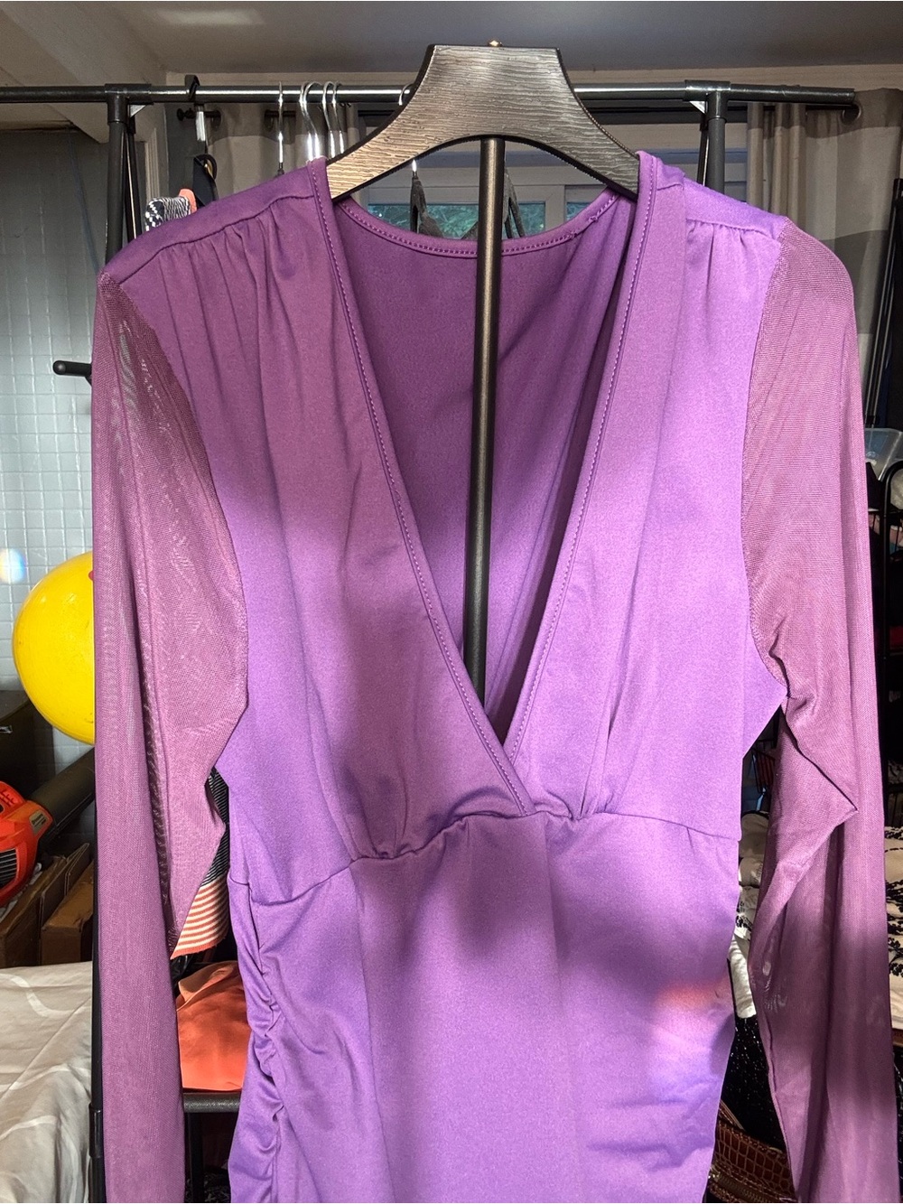 SHEIN Purple V-Neck Long Sleeve Tunic